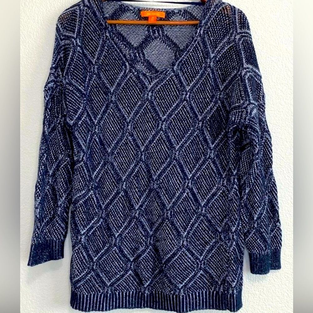 Joe Fresh textured diamond knit cotton sweater in Navy XS